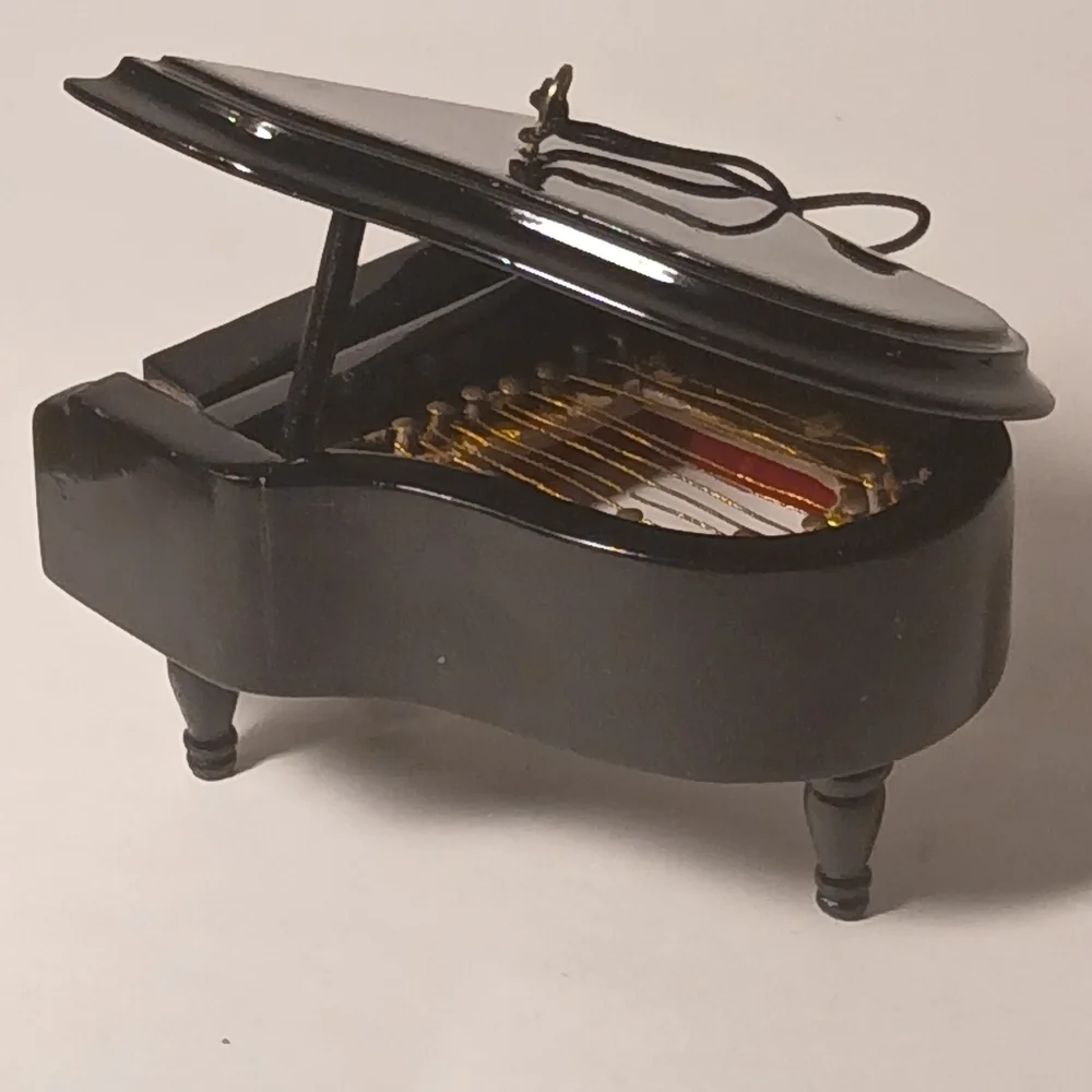 Vintage Wooden Black Realistic Grand Piano Xmas Ornaments